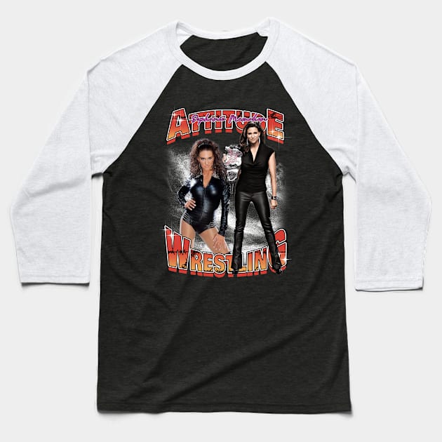 Bootleg Stephanie McMahon Wrestling Fan Art Baseball T-Shirt by Sakonipopart